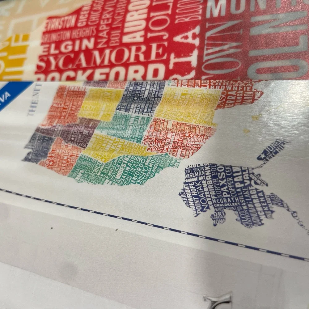 NWT United States Map Shower Curtain Multi Color 70